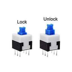 10Pcs Tact Tactile Mini On Off Self-Locking Switch Push Button Momentary Latching DIP 6 Pin with Cap(8.5x8.5mm,Without Cap,Locking)
