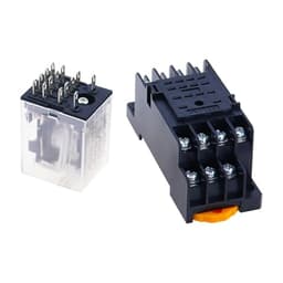 HH54P MY4NJ Plug-in Relay with Socket, 14 Pin 4PDT, 5A Silver Contact, DC 12V-380V, Low Power Time Relay with Epoxy Protection (220V AC)