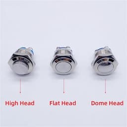 16mm Metal Push Button Switch IP65 Nickel Brass Press Self-Reset 1NO 1Pcs(Dome Head)