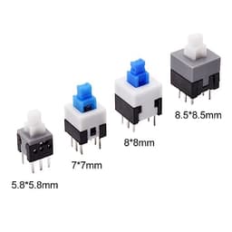 10Pcs Tact Tactile Mini On Off Self-Locking Switch Push Button Momentary Latching DIP 6 Pin with Cap(8.5x8.5mm,Without Cap,Locking)