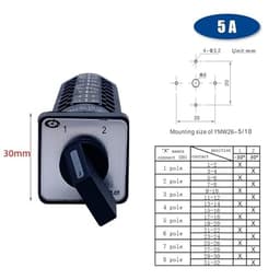 Manual Changeover Selector 8 Pole 5A 690V Cam Rotary Switch YMW26-5/8