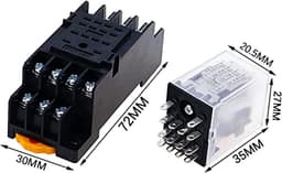Relay HH54P MY4NJ Plug-in PYF14A DC/AC 12v 24v 36v 48v 110v 220v 5A Silver Contact 14pins 4PDT rele Socket(Ac,24V)