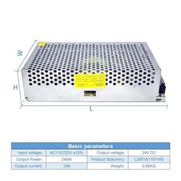 S-240-24 AC to DC 24V 240W 10A Switching Power Supply Converter 110V 220V Inverter LED Strip Lighting Device Driver Adapter Transformer 1Pcs
