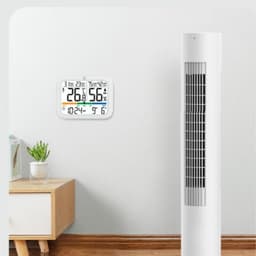 Home Digital Indoor Temperature Humidity Meter with Clock Magnetic Wall Mount for Time Retention