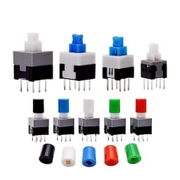 10Pcs Tact Tactile Mini On Off Self-Locking Switch Push Button Momentary Latching DIP 6 Pin with Cap(8.5x8.5mm,Without Cap,Locking)