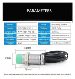 Capacitive Proximity Switch LJC30A3-HZ/BX 3-Wire NPN NO 24V Metal/Non-Metal Sensor Switch(PNP NC)