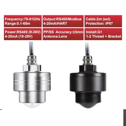 Radar Level Sensor 4-20mA RS485 Water Liquid Tank Sewage River Distance Stainless Steel PP Non-Contact Transmitter(0-10m-RS485-304SS)