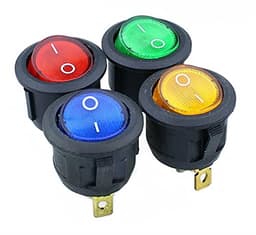 GUMMMY KCD1 Round Red,Yellow and Blue Green 3Pin SPDT ON/Off Rocker Power Switch AC 125V/10A 250V/6A with Light (Color : Red, Size : 12V)
