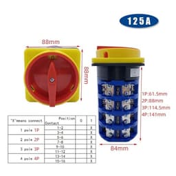 LW26GS-125A Padlock Positions Changeover Selector Panel Mounted Rotary Cam Switch(1P 4Terminals)