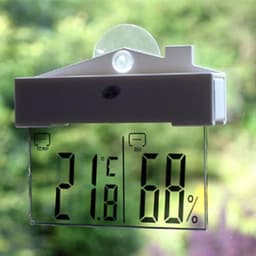 Temperature Humidity Meter White LCD Display Suction Cup Indoor Outdoor