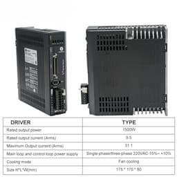 1500W 220V 9.5A AC Servo Driver L7-1500+ AC Servo Motor ACM13015H2 Encoder 17 Bit Brake Resistance Motor(L7-1500 Set)