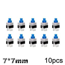 10Pcs Tact Tactile Mini On Off Self-Locking Switch Push Button Momentary Latching DIP 6 Pin with Cap(7.0x7.0mm,Without Cap,Unlock)