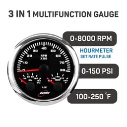 RACETECH 85mm 3in1 Black Tachometer with Black Gauge Cup - Bundle