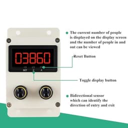 Digital People Counter with Infrared Sensor - Track Customer Traffic (0-99999 Counts), Ideal for Shopping Malls & Markets - Reflector Range Up to 6m