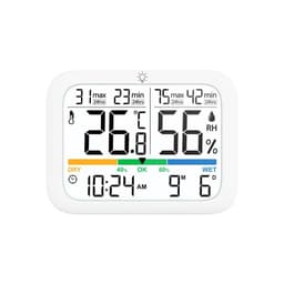 Home Digital Indoor Temperature Humidity Meter with Clock Magnetic Wall Mount for Time Retention