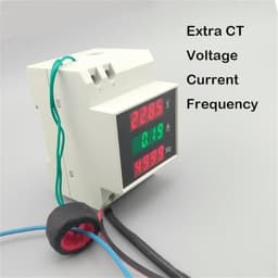 3IN1 Din Rail LED Display Voltage Current Frequency Meter 80-300V 200-450V 0-100A Voltmeter Ammeter Three in one with Extra CT(250 to 450V)