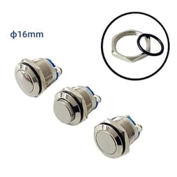16mm Metal Push Button Switch IP65 Nickel Brass Press Self-Reset 1NO 1Pcs(Dome Head)