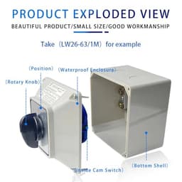 LW26-63/6M 63A 6P Changeover Cam Switch Protective Cover Rotary Selector