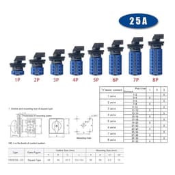 LW26-25 Series YMW26 25A 690V Changeover Cam Switch 1-8 Poles 3 Positions Rotary Selector LW28-25(1P-4 Terminals)