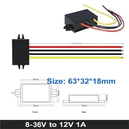 1pcs 8-40V to 12V 1A 2A 3A 4A 6A 10A 15A Step Up/Down DC Power Converter Buck Boost Voltage Regulator Supply(8-36v to 12v 1a)