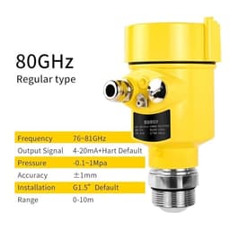 80Ghz Radar Level Sensor G1.5 DN80 Flange 0-200℃ Meter 4-20mA with DC24V Gauge Transmitter(0-10m G1.5)