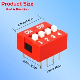 20PCS 4-Bit 4 Position Way DIP Slide Type Switch Module 2.54mm Pitch 8 Terminals Red Toggle Switch(Red 4 Position)