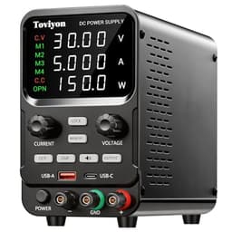 DC Power Supply Variable, 0-30V 0-5A Adjustable Bench Power Supply with Encoder Adjustment, Output Enable Button, 4-Digit LED Display, 4 Groups