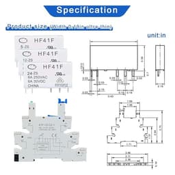 10pcs Rail Relay 5V 12V 24V Slim Module 41F 6A 41F-5-ZS 41F-12-ZS 41F-24-ZS 30VDC(10PCS 12V)