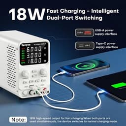 DC Power Supply Variable 0-30V 0-5A, Adjustable Regulated Bench Power Supply with Encoder Control, Output ON/Off Button, 4-Digit LED Display, 4