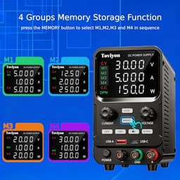 DC Power Supply Variable, 0-30V 0-5A Adjustable Bench Power Supply with Encoder Adjustment, Output Enable Button, 4-Digit LED Display, 4 Groups