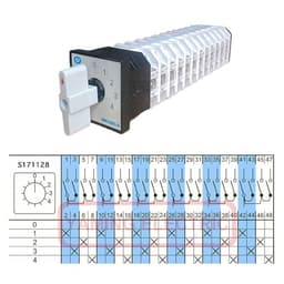0-4 Positions LW12-16/12 Cam Switch Changeover Rotary Selector 12 Poles Knots 48 Terminals 16A Power Control