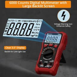 Neoteck Professional Electricial Kit: Digital Multimeter & Test Lead Kit AC/DC Voltage/Current, 6000 Counts, TRMS, Auto-Range, Cap, Freq, Temp, Duty