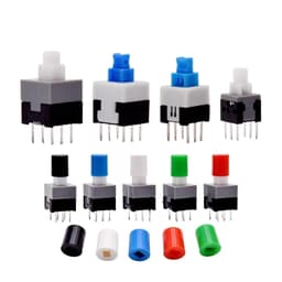 10Pcs Tact Tactile Mini On Off Self-Locking Switch Push Button Momentary Latching DIP 6 Pin with Cap(8.5x8.5mm,Without Cap,Locking)