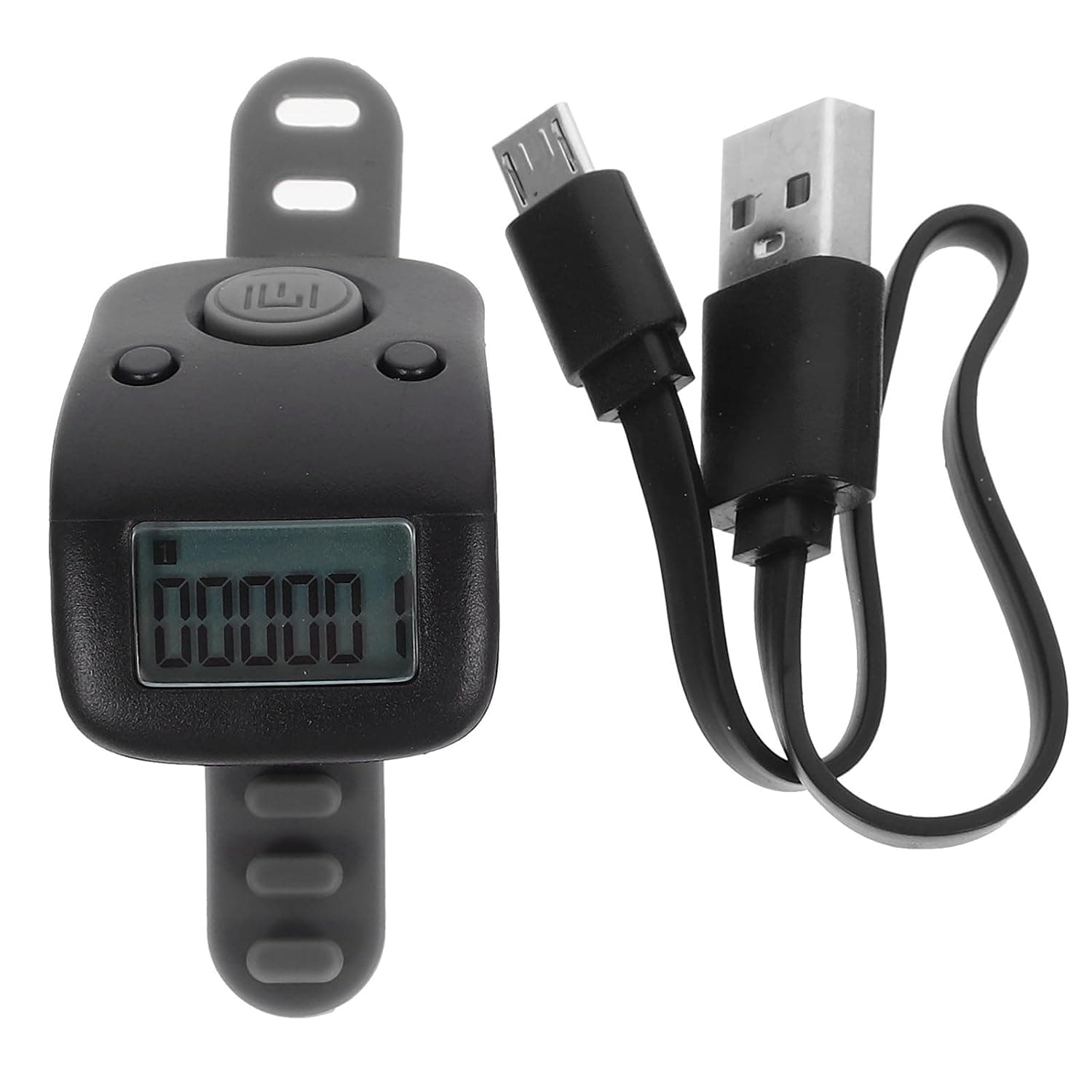 Mikinona Silent Digital Finger Counter Ring, Rechargeable 50ma, Black