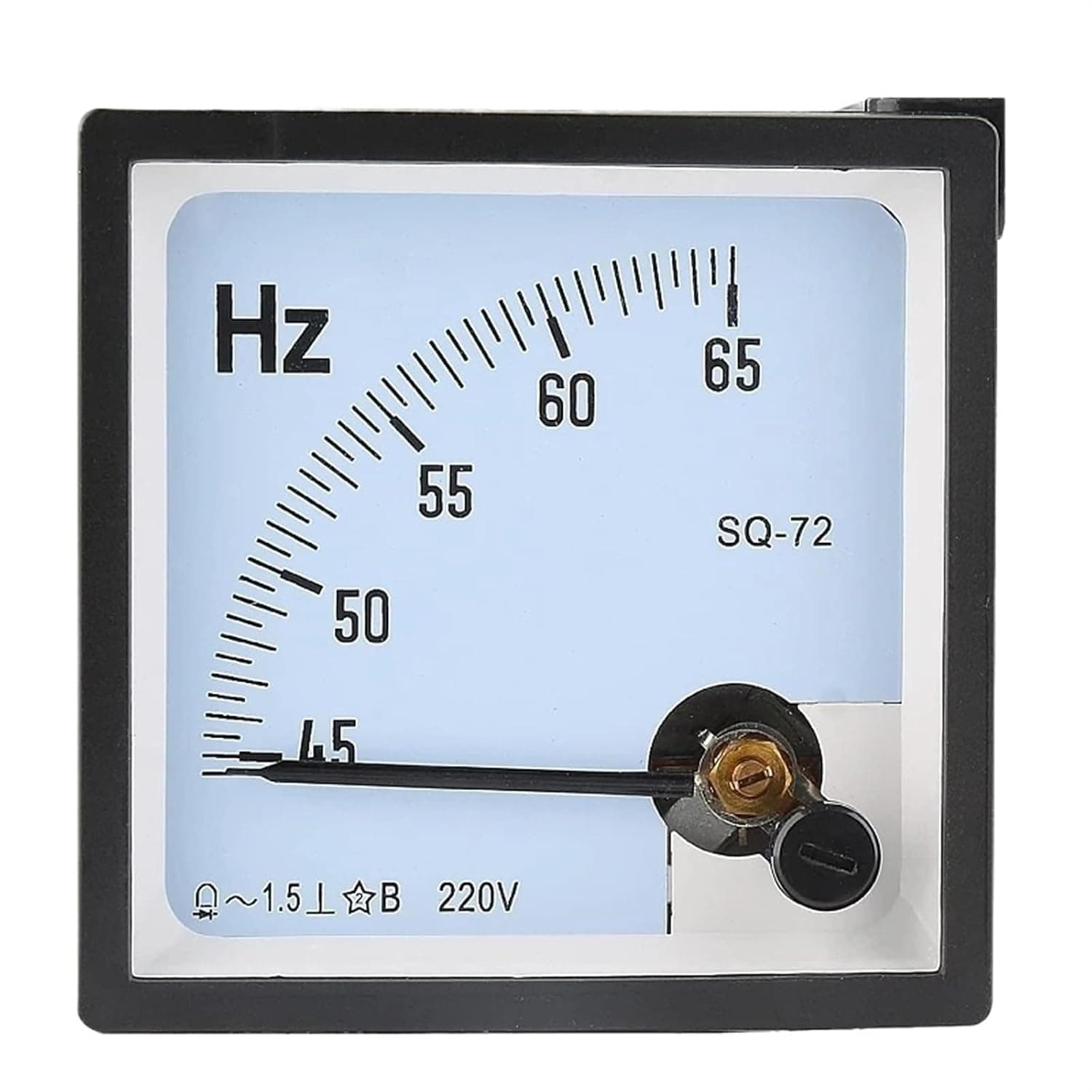 SQ-72 45-65Hz Frequency Panel Meter, 1.5 Accuracy Class Pointer Type Analog Hertz AC 220V380V 1Pcs(110V)