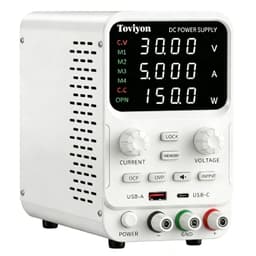 DC Power Supply Variable 0-30V 0-5A, Adjustable Regulated Bench Power Supply with Encoder Control, Output ON/Off Button, 4-Digit LED Display, 4