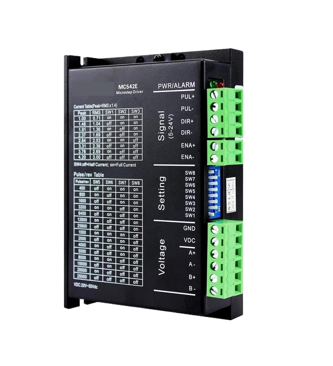 Nema23/24 Stepper Driver MC542E Pulse/Direction MINI Analog Control Switch Control 5.4A 20-50DC for Stepper Motor(MC542-MINI)
