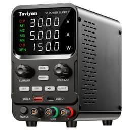 DC Power Supply Variable, 0-30V 0-5A Adjustable Bench Power Supply with Encoder Adjustment, Output Enable Button, 4-Digit LED Display, 4 Groups