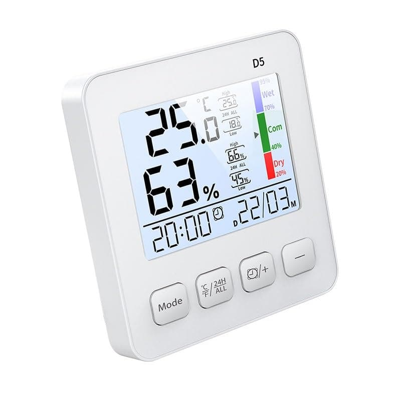 ABS Large-Screen Temperature Humidity Meter with Clock Household Electronics