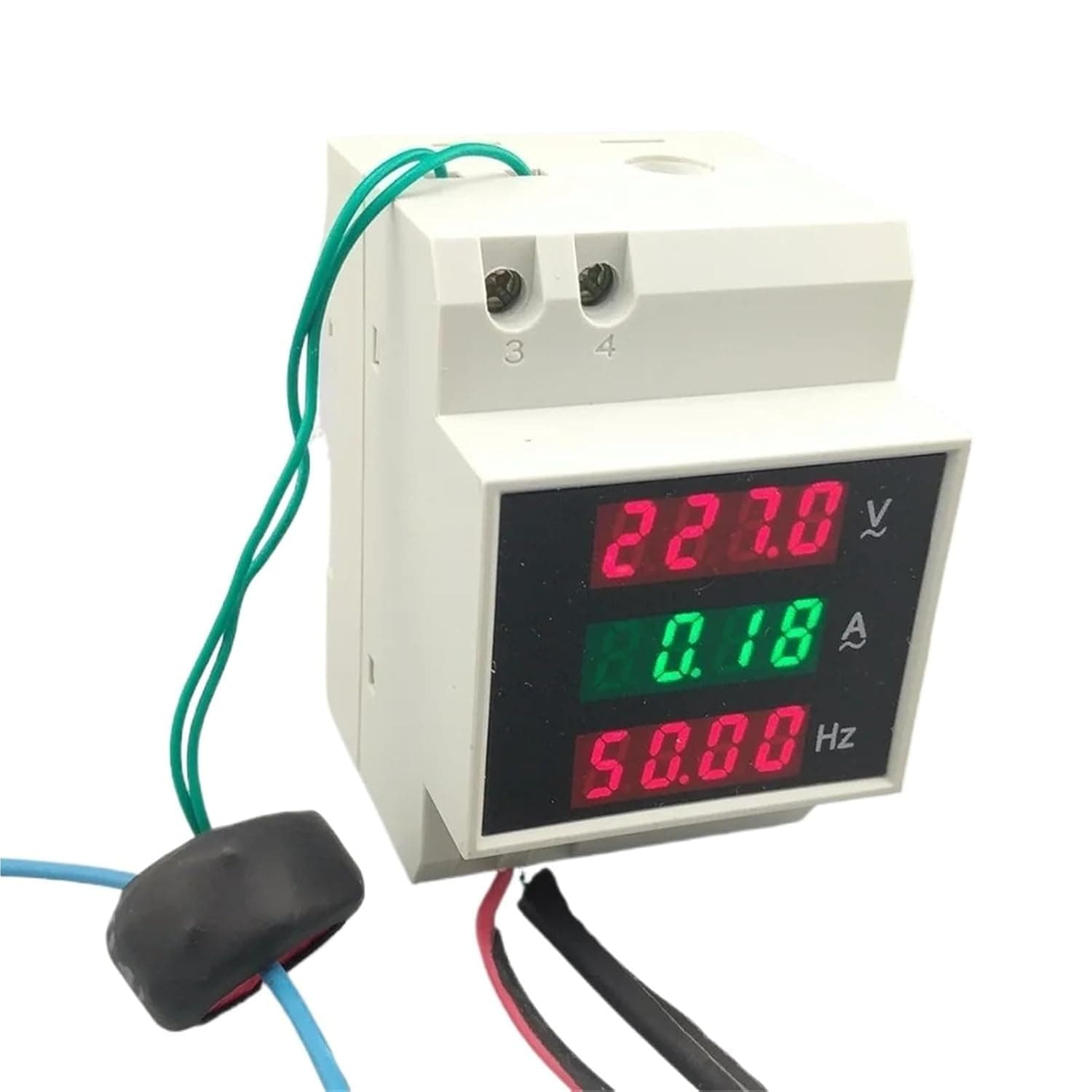 3IN1 Din Rail LED Display Voltage Current Frequency Meter 80-300V 200-450V 0-100A Voltmeter Ammeter Three in one with Extra CT(250 to 450V)