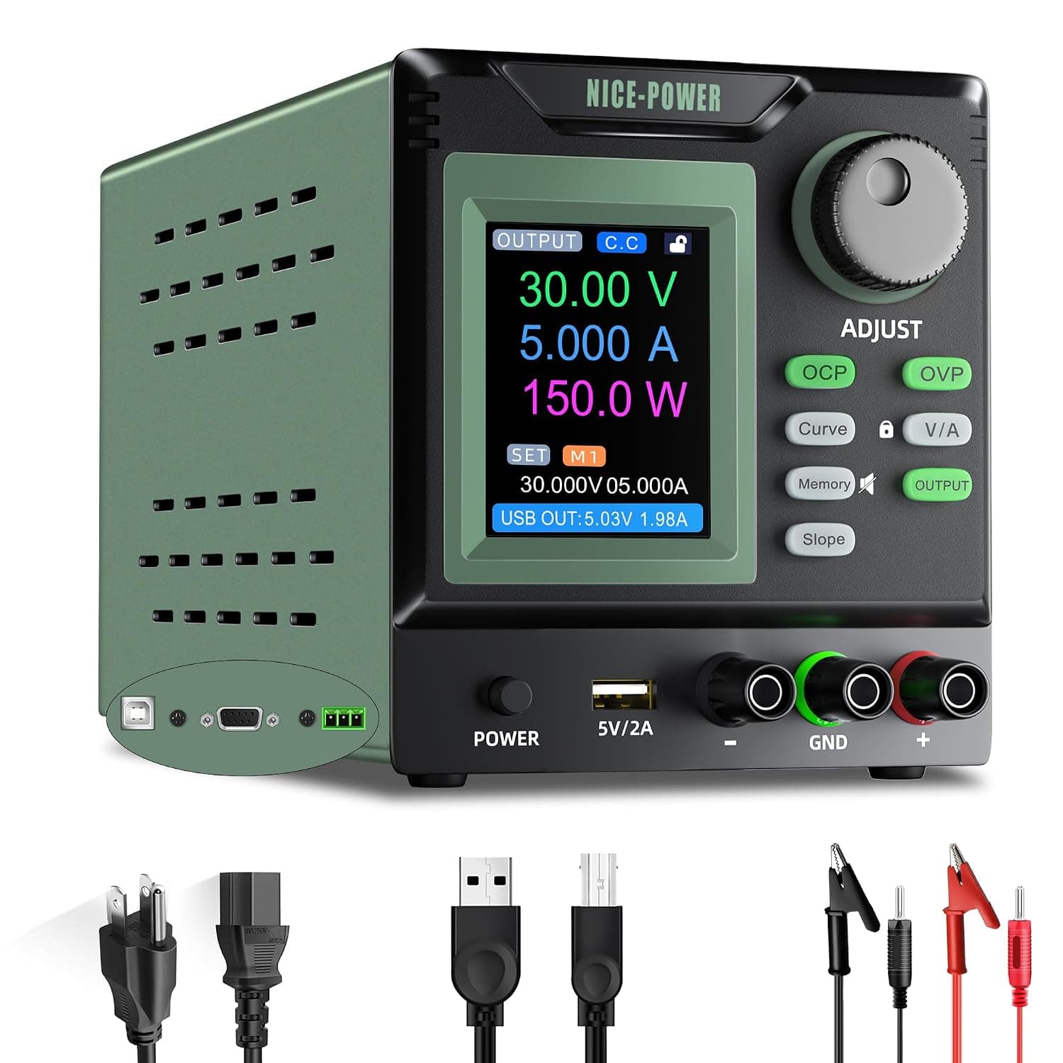NICE-POWER 30V 5A Linear DC Power Supply, Programmable Precision Variable Bench Power Supply, Low Ripple & Low Noise Regulated Lab Power Supply with